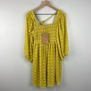 Listicle Golden Yellow Mustard Color Babydoll Dress S NWT